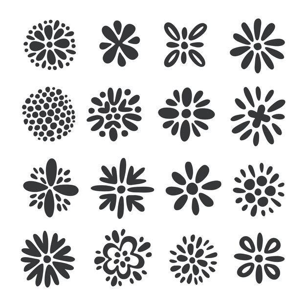 Colección de iconos de elementos florales aislados en un fondo blanco