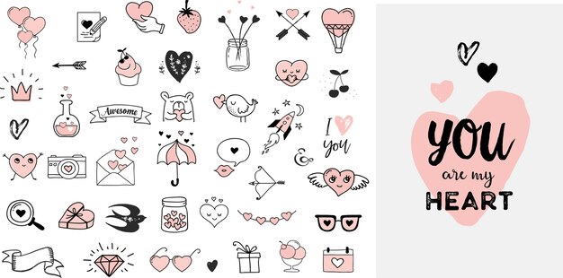 Colección de iconos y elementos gráficos de San Valentín.