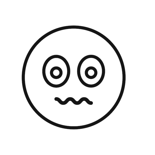 Colección de iconos de emoji de cara culpable en el contorno en negro