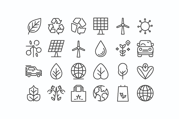 Colección de iconos de energía ecológica y renovable