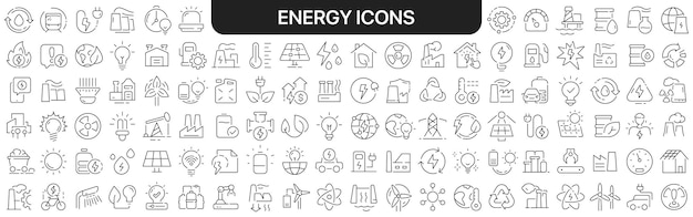 Colección de iconos de energía en negro Conjunto grande de iconos para el diseño Iconos lineales vectoriales