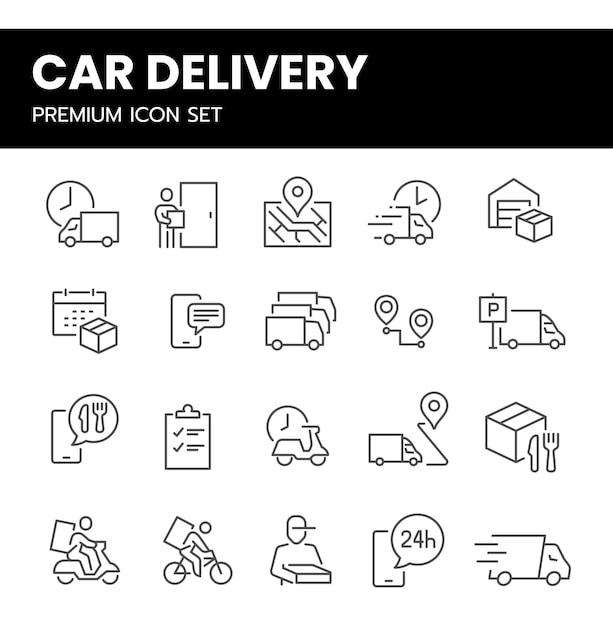 Colección de íconos de entrega Íconos de línea delgada editables Lista de selección de productos de entrega