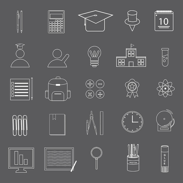 colección de iconos escolares con diferentes formas