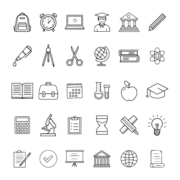 Colección de iconos escolares y educativos