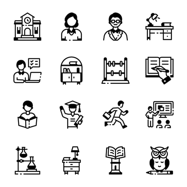 Colección de íconos escolares de estilo lineal