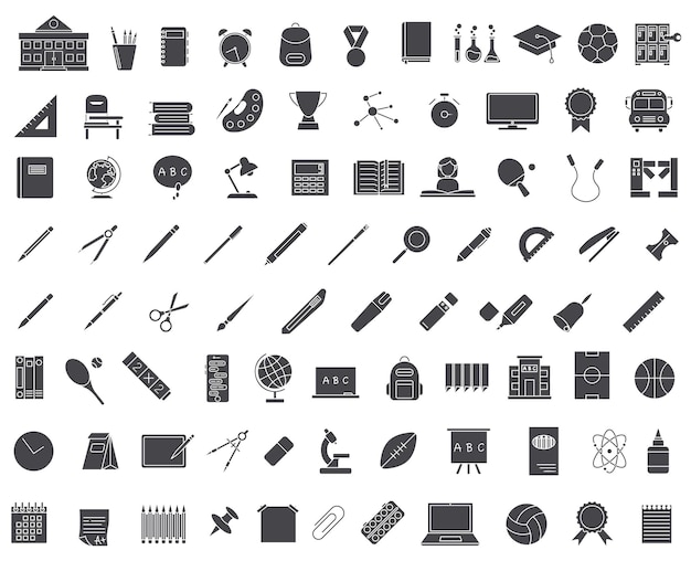 Colección de iconos escolares huecos Educación escolar EPS 10