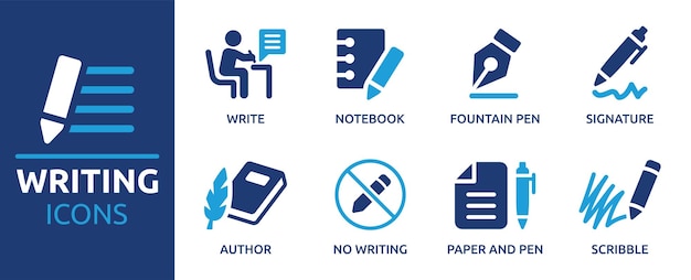 Colección de íconos de escritura