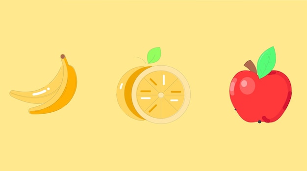 Una colección de iconos estilizados de alimentos que representan varios platos e ingredientes, incluidas las frutas