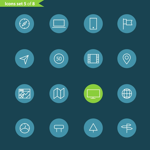 Colección de iconos de estilo de línea diferente Pictogramas de aplicaciones móviles o web