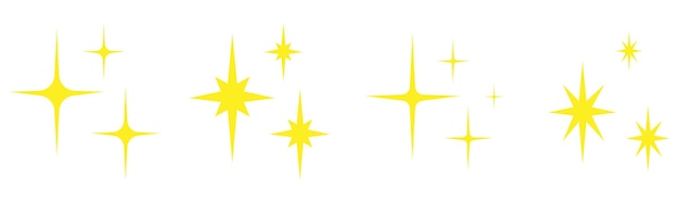 Colección de iconos de estrellas brillantes Iconos brillantes de diferentes formas Conjunto de estrellas amarillas originales