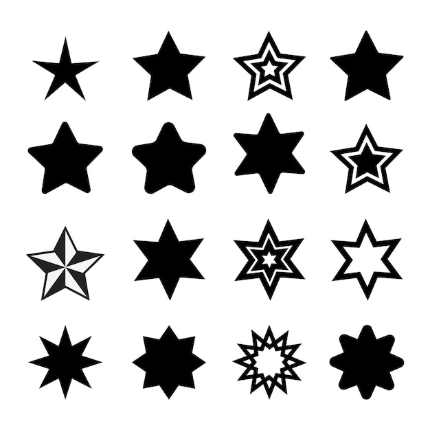 Colección de iconos de estrellas Conjunto de estrellas diferentes