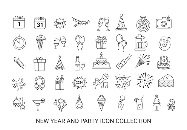 Colección de iconos de la fiesta de año nuevo