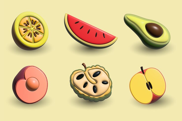 Vector colección de iconos de frutas realistas