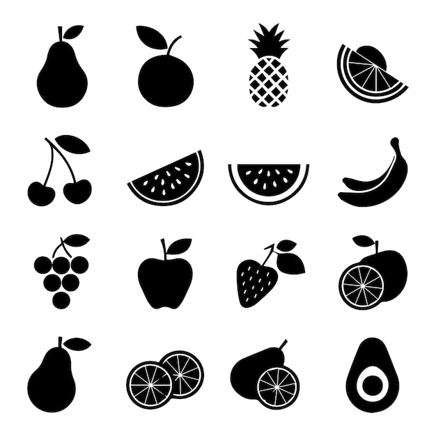 Colección iconos de frutas