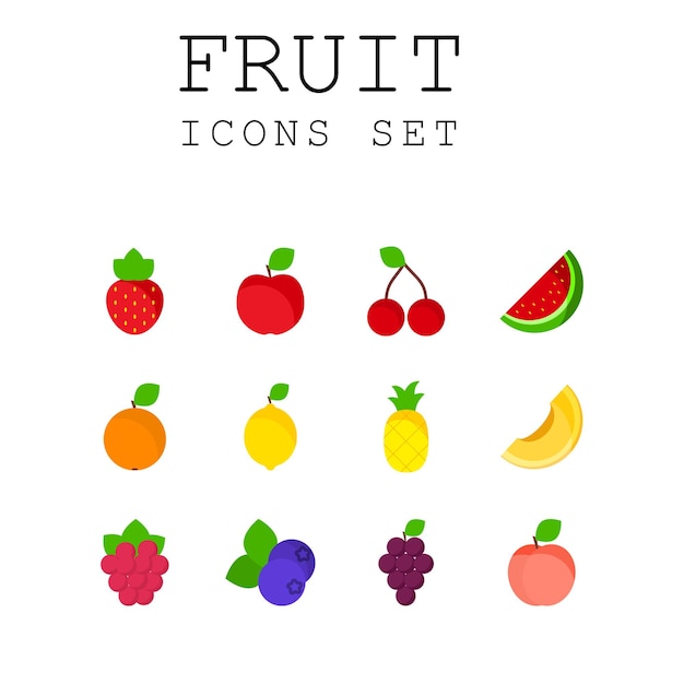 Colección iconos de frutas