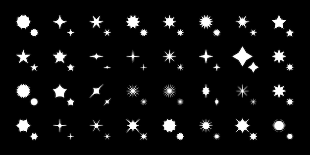 Una colección de iconos futuristas de brillo retro Colección de formas de estrellas Abstracto brillo fresco eff