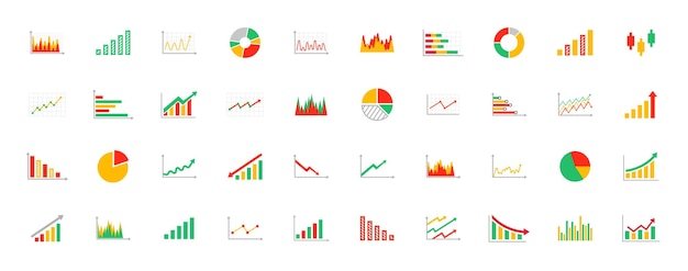 Colección de iconos de gráficos y diagramas de negocios