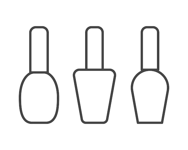 Colección de íconos gráficos vectoriales lineales de belleza esmalte de uñas para manicura y pedicura