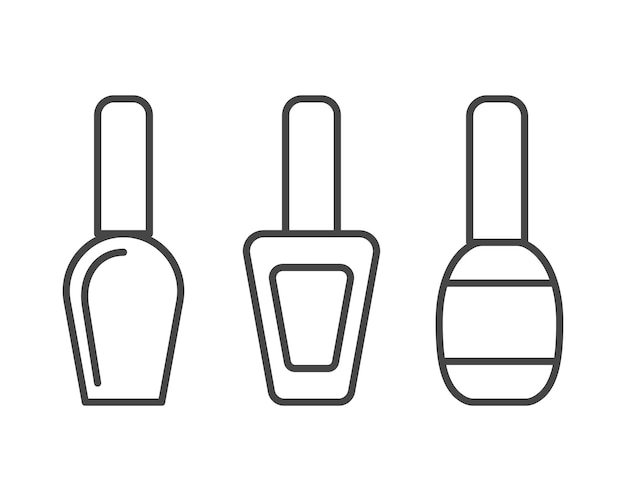 Colección de íconos gráficos vectoriales lineales de belleza Esmalte de uñas para manicura y pedicura