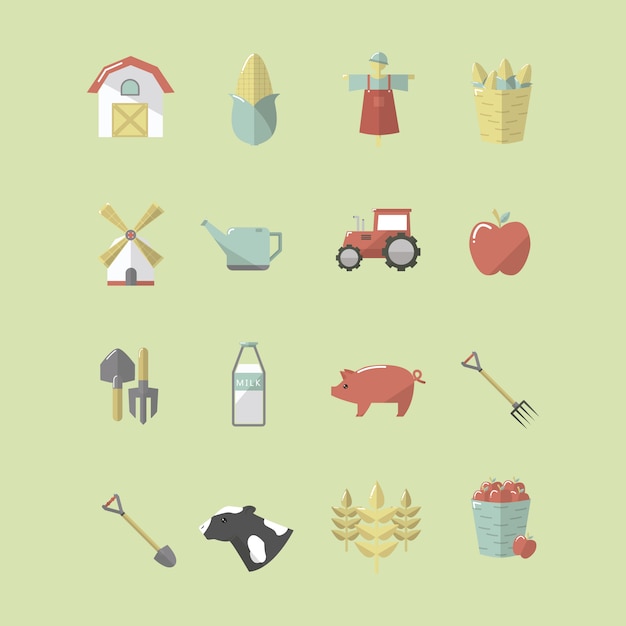 Vector colección de iconos de granja