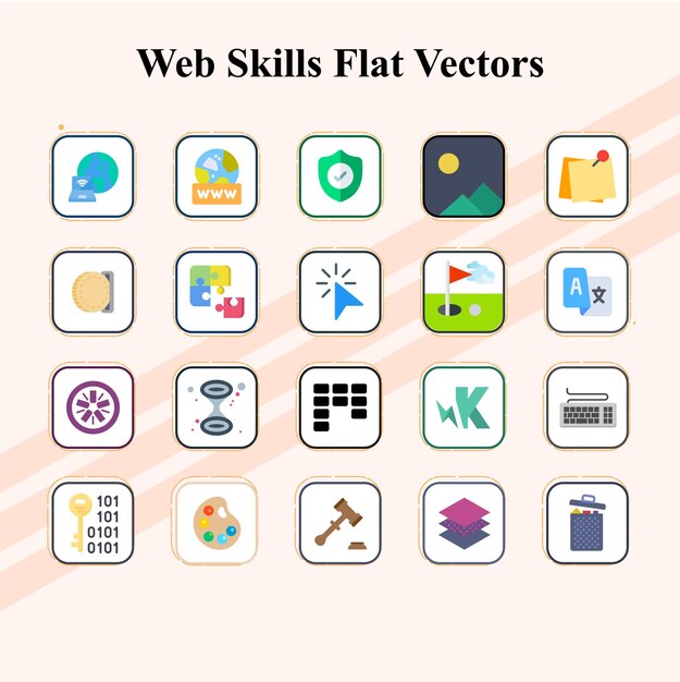 Colección de íconos de habilidades web planas