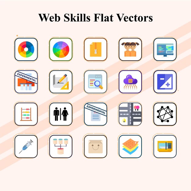Colección de íconos de habilidades web planas