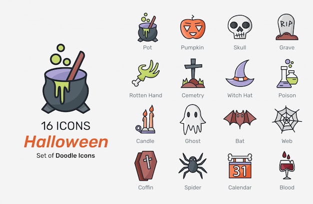 Colección de iconos de halloween