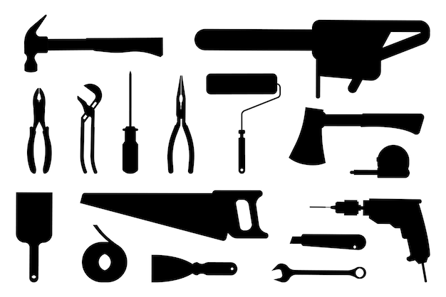Colección de iconos de herramientas de construcción, ilustración de herramientas