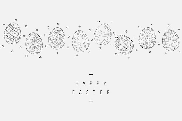 Colección de iconos de huevos de Pascua en estilo doodle Dibujado a mano