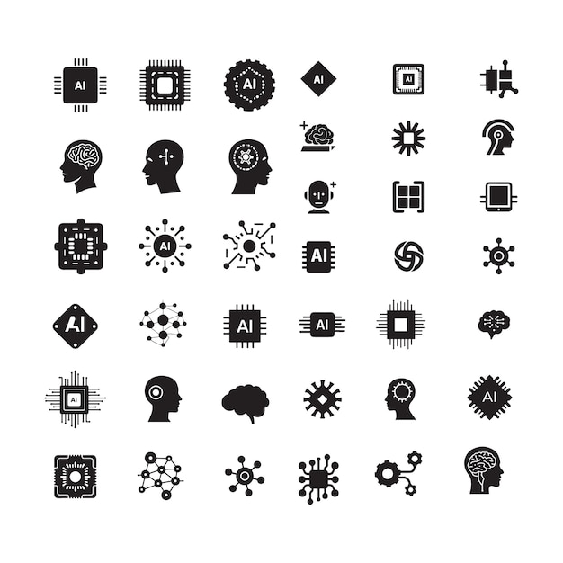 Colección de íconos de la IA y la tecnología