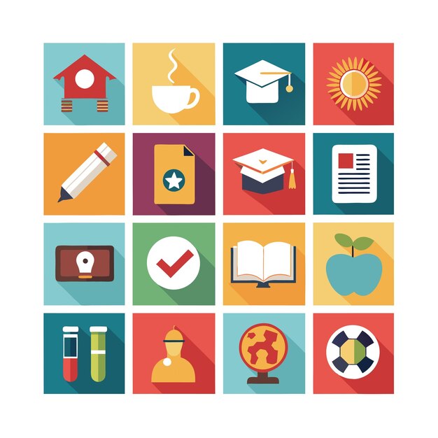 Colección de iconos Ilustración vectorial para documentos, sitios web educativos y aplicaciones móviles
