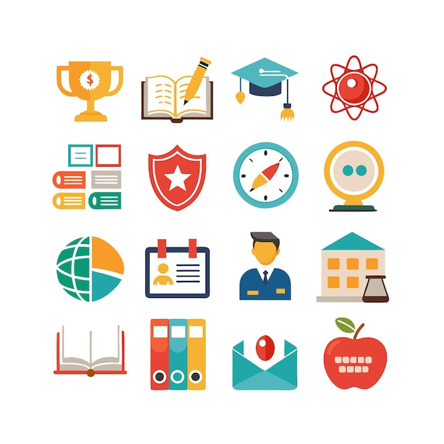 Colección de iconos Ilustración vectorial para documentos, sitios web educativos y aplicaciones móviles