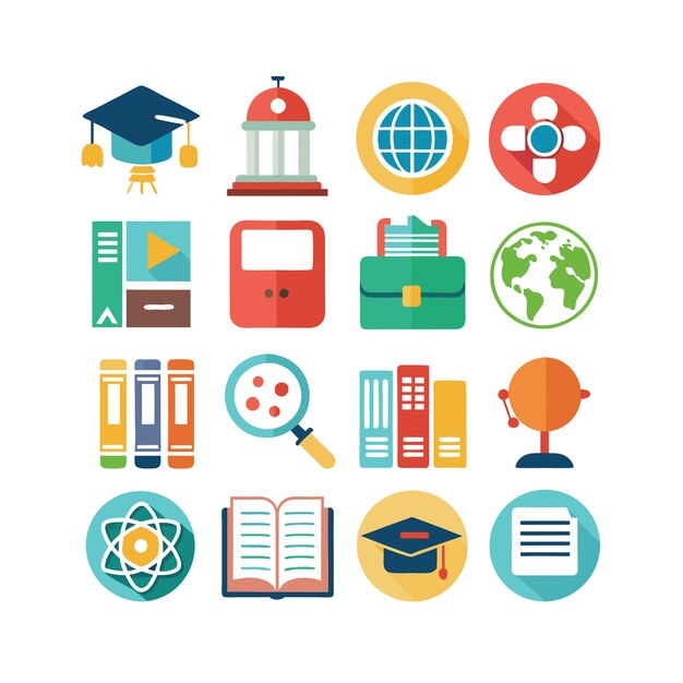 Colección de iconos Ilustración vectorial para documentos, sitios web educativos y aplicaciones móviles
