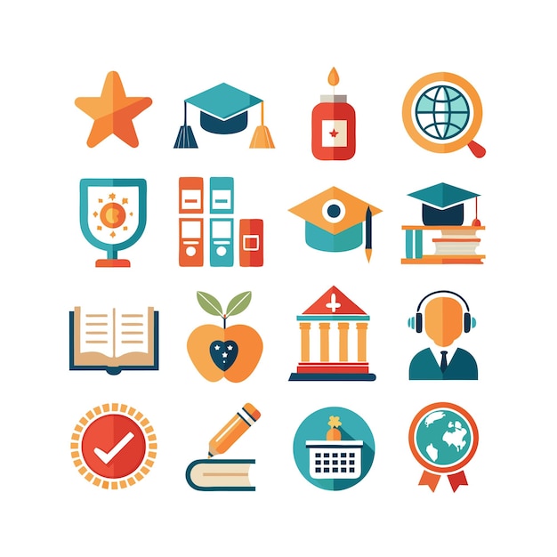 Colección de iconos Ilustración vectorial para documentos, sitios web educativos y aplicaciones móviles