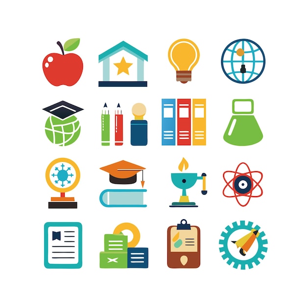 Colección de iconos Ilustración vectorial para documentos, sitios web educativos y aplicaciones móviles