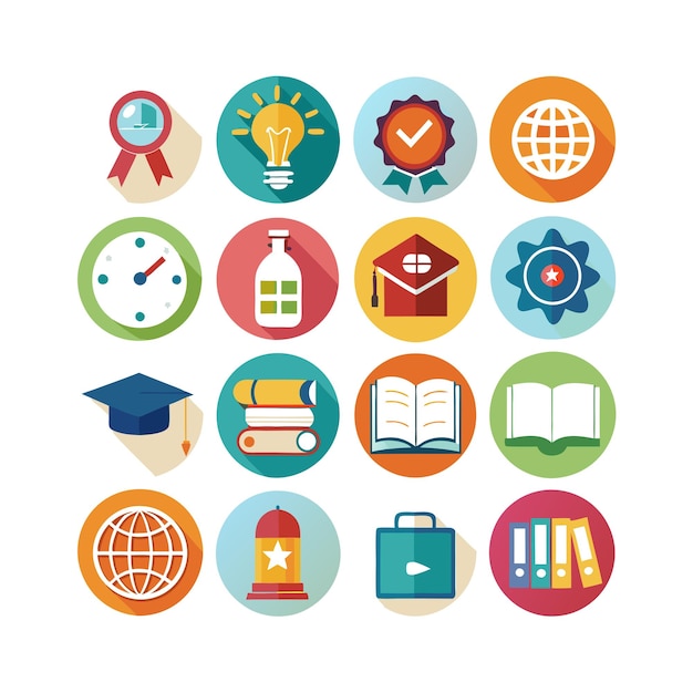 Colección de iconos Ilustración vectorial para documentos, sitios web educativos y aplicaciones móviles