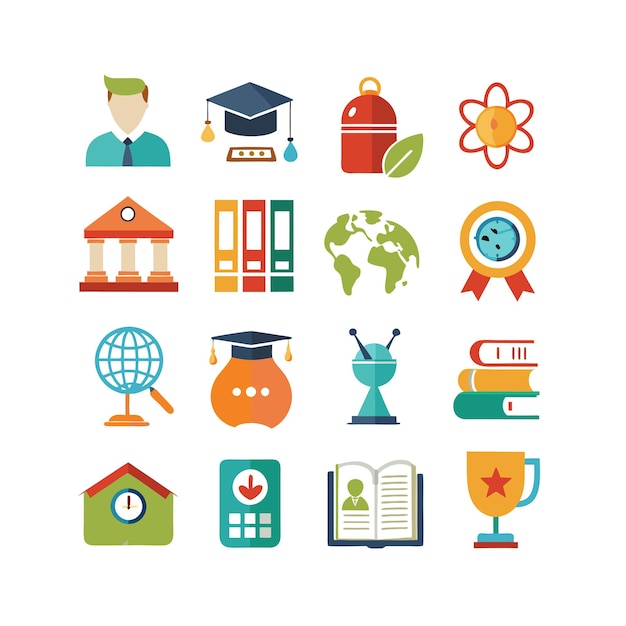 Colección de iconos Ilustración vectorial para documentos, sitios web educativos y aplicaciones móviles