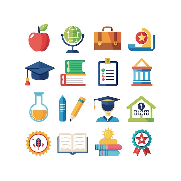 Colección de iconos Ilustración vectorial para documentos, sitios web educativos y aplicaciones móviles