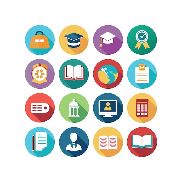 Colección de iconos Ilustración vectorial para documentos, sitios web educativos y aplicaciones móviles