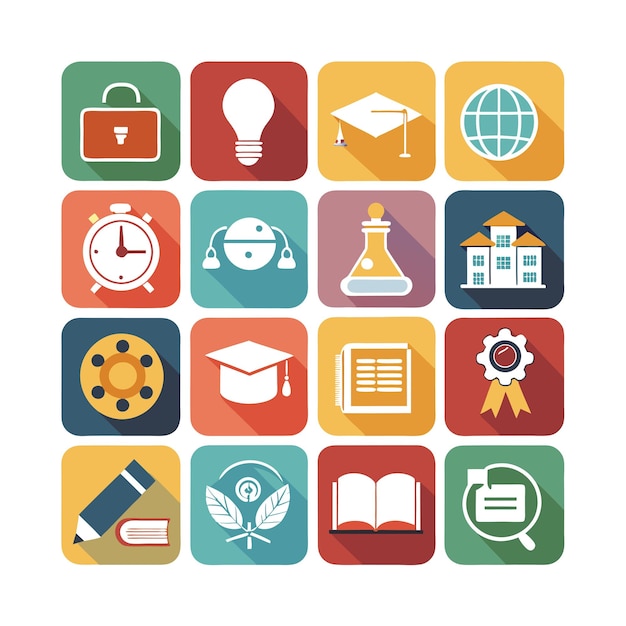 Colección de iconos Ilustración vectorial para documentos, sitios web educativos y aplicaciones móviles