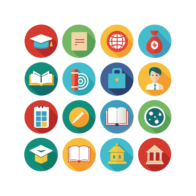 Colección de iconos Ilustración vectorial para documentos, sitios web educativos y aplicaciones móviles