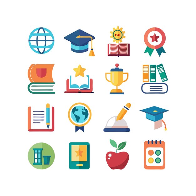 Colección de iconos Ilustración vectorial para documentos, sitios web educativos y aplicaciones móviles