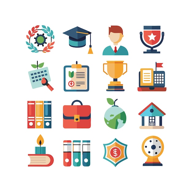 Colección de iconos Ilustración vectorial para documentos, sitios web educativos y aplicaciones móviles