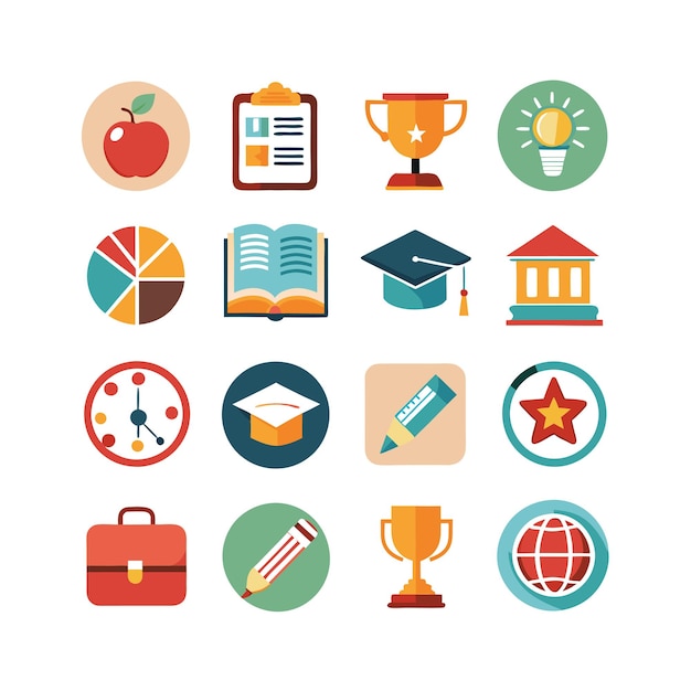Colección de iconos Ilustración vectorial para documentos, sitios web educativos y aplicaciones móviles