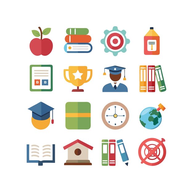 Colección de iconos Ilustración vectorial para documentos, sitios web educativos y aplicaciones móviles