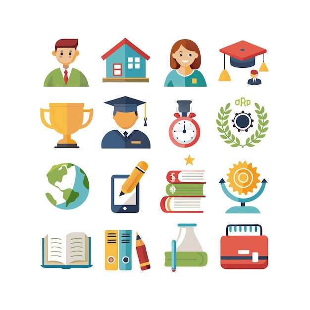 Colección de iconos Ilustración vectorial para documentos, sitios web educativos y aplicaciones móviles