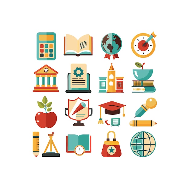 Colección de iconos Ilustración vectorial para documentos, sitios web educativos y aplicaciones móviles