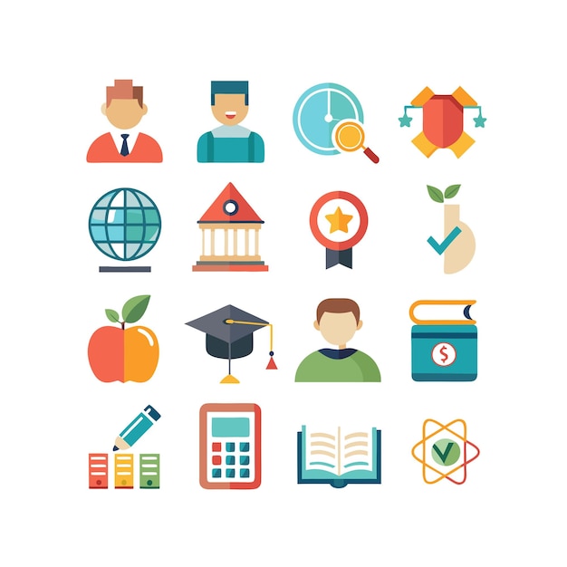Colección de iconos Ilustración vectorial para documentos, sitios web educativos y aplicaciones móviles