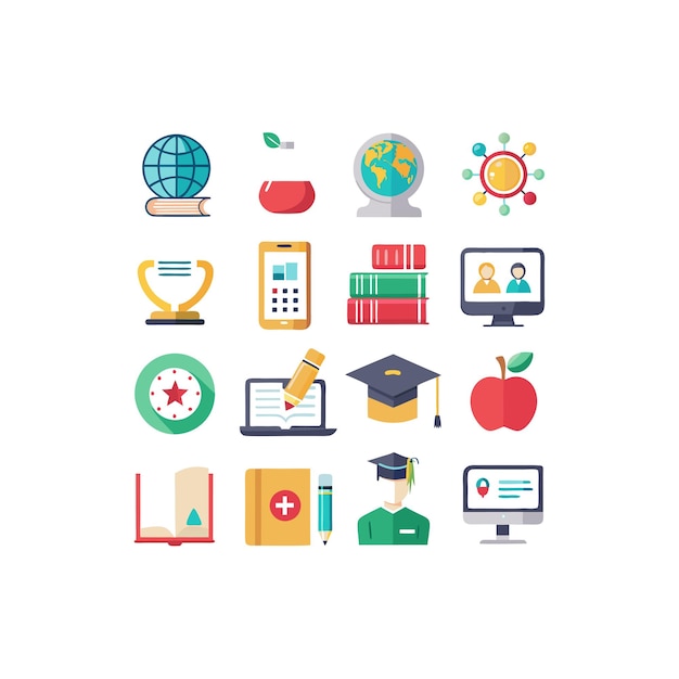 Colección de iconos Ilustración vectorial para documentos, sitios web educativos y aplicaciones móviles