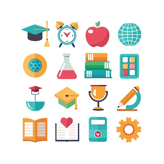 Colección de iconos Ilustración vectorial para documentos, sitios web educativos y aplicaciones móviles
